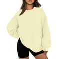 thumbnail image 2 of Evdexr Womens Sweatshirts Long Sleeve Oversized Fleece Crew Neck Solid Color Casual Loose Pullover 2025 Winter Clothes Khaki XL, 2 of 7