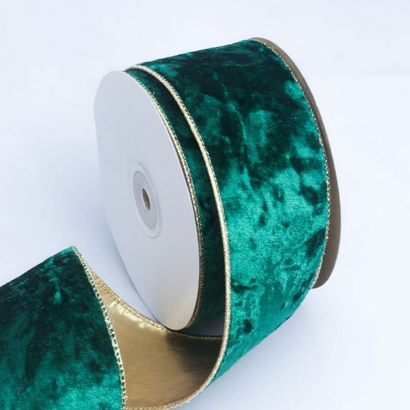 XmhyTop Christmas Velvet Ribbon 2.48 Inches Vintage Wide Wired Edge Wrapping Ribbon for Christmas Wedding Decorating, Gift Wrapping Bow (Dark Green,10 Yards)