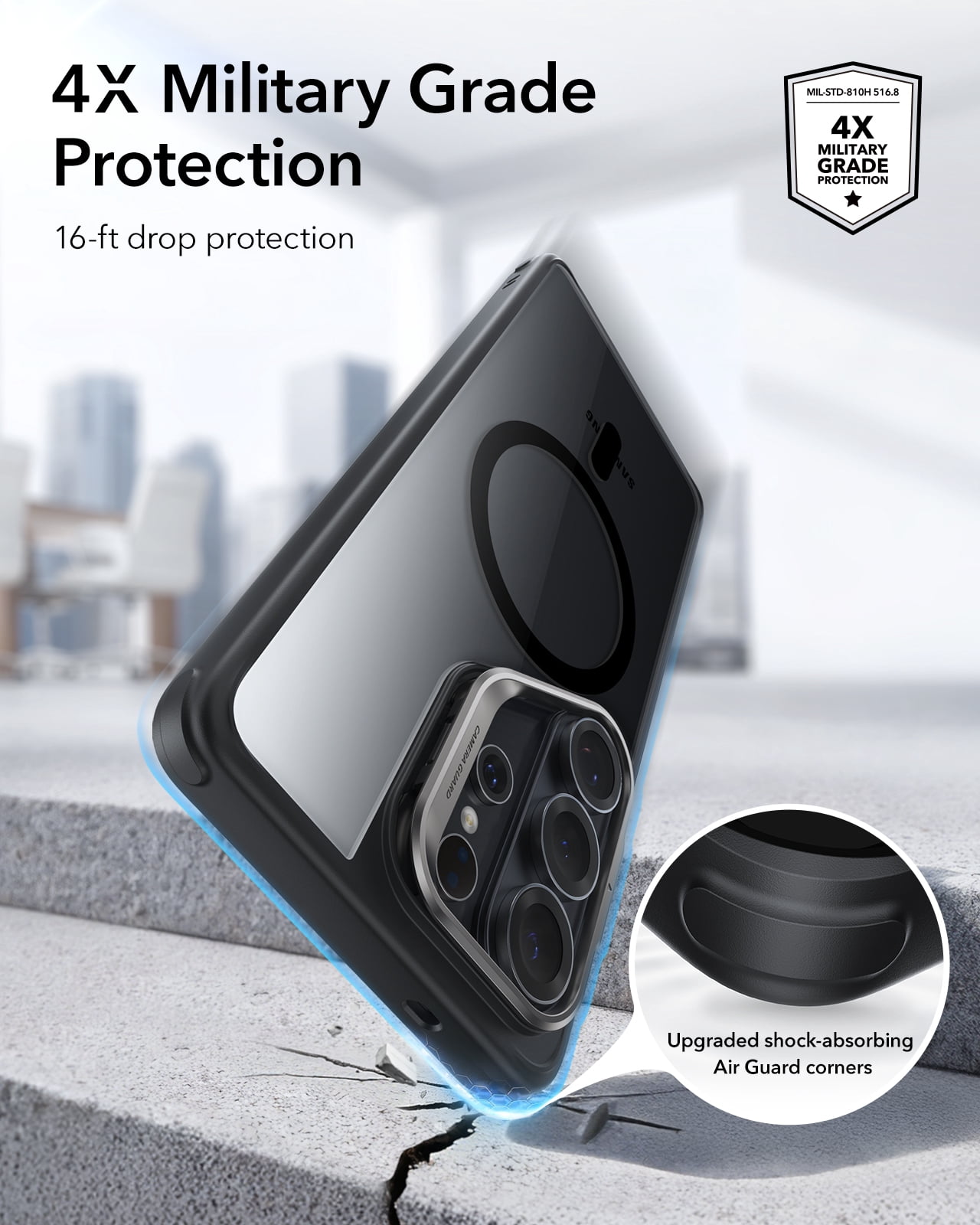 ESR Magnetic Case with Stash Stand Compatible with Samsung Galaxy S26 Ultra, Military-Grade Protection & MagSafe Compatible, Scratch-Resistant, Clear Black