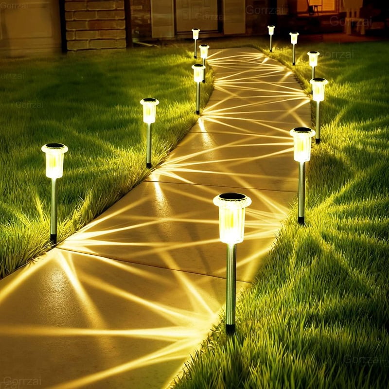 12 Pack Solar Lights for Outside Pathway Walkway Driveway Garden Yard Solar Powered Lights Outdoor Waterproof. (Warm White,Cool White)