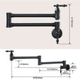 thumbnail image 4 of WOWOW Brass Wall Mounted Pot Filler Faucet with Double Joint Swing Arms, Commercial Kitchen Pot Faucet in Brushed Black, 4 of 7