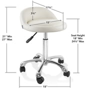 Saloniture Rolling Hydraulic Salon Stool with Low Backrest - Adjustable Swivel Chair for Spa, Shop, Salon, Massage, or Medical Office, Cream