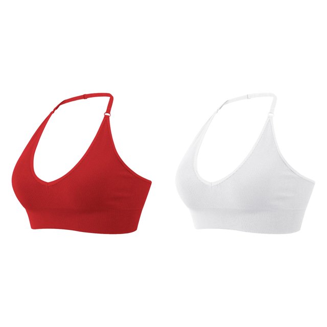 (2-Pack) Rinsvye -Border Triangle Bralette Adjustable Neck Backless Bra Seamless Sports Bra Yoga Breathtaking For Women