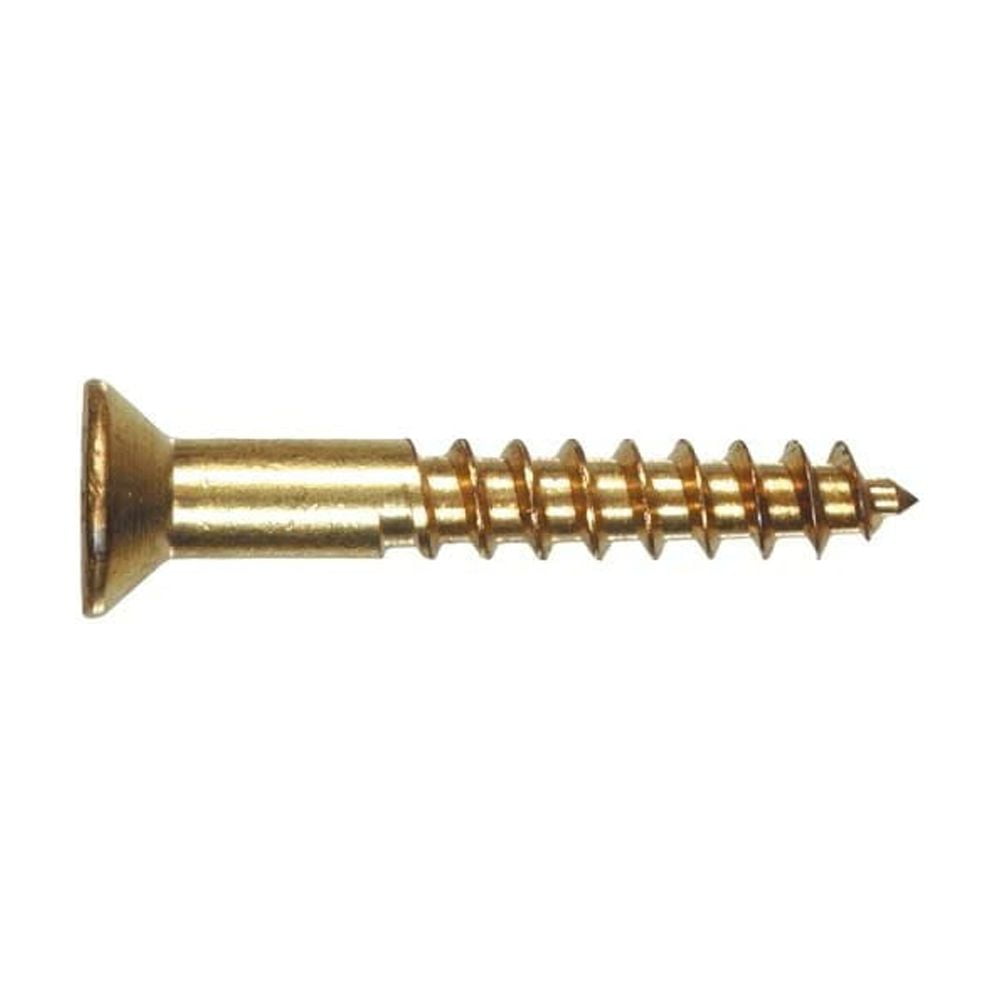 HILLMAN FASTENERS #8 x 3/4-Inch Phillips Flat-Head Brass Wood Screws, 100-Pack 385700