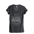 thumbnail image 1 of Thread Tank Stays In The Camper Women's Relaxed V-Neck T-Shirt Tee Charcoal X-Large, 1 of 6