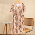 thumbnail image 2 of Chemise de Nuit pour Femmes, Manches Courtes à Col Rond Imprimé, Robe d'Allaitement, Rayonne Spandex Douce, Robe de Détente Longueur Genou, 2 of 5
