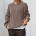 thumbnail image 2 of Sweaters for Women Pullover Casual Knit Oversized Cozy Fall Winter Loungewear Women's Sweater Soft Long Sleeve Crewneck Tunic Top Comfortable Loose Fit Solid Color, 2 of 5