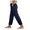 Blue, variant on vigerkar Women's Casual Pants Striped Side Button Elastic Waist Trendy Pants Straight Leg Baggy Trousers with Pocket Green, L