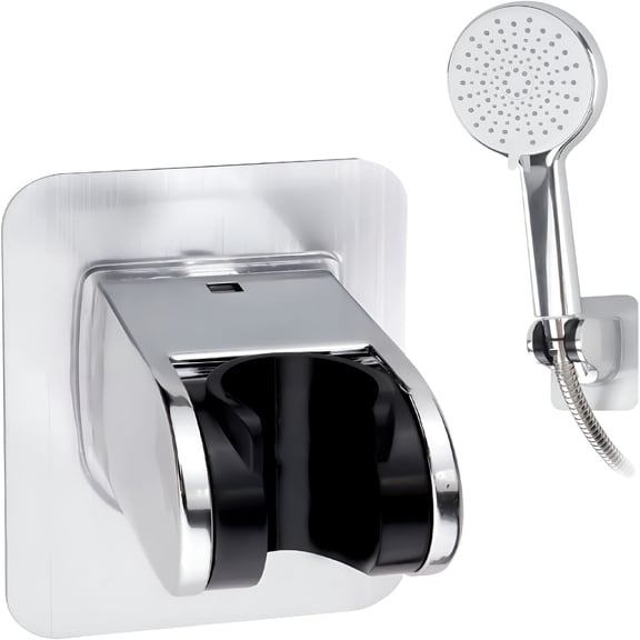 ACDANC Shower Head Holder with Strong Adhesive,Adjustable Handheld Shower Wand Holder Waterproof Wall Mount Bracket,No Drilling Shower Hose Holder for Shower Bathroom,Silver