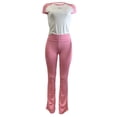thumbnail image 3 of gbyLJF 2 Piece Sets for Women Summer Casual Workout Yoga Sweatsuit Slim Fit Crew Neck T-shirt High Waist Legging Outfits, 3 of 4