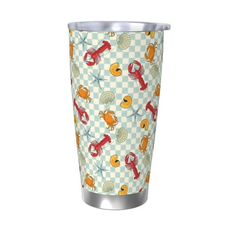 

Salouo Lobster Sea Shell Print 20oz Tumbler with Lid Stainless Steel Vacuum Insulated Tumbler Durable Insulated Coffee Mug Thermal Cup with Splash Proof Sliding Lid-Without Straw