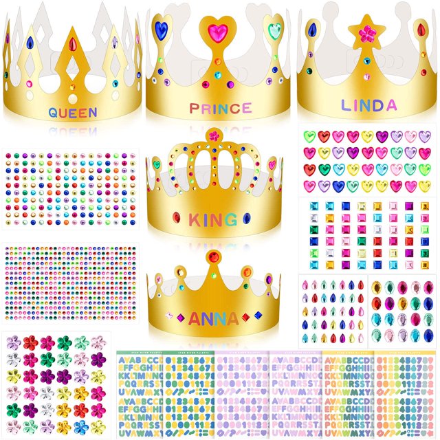 Coronas de papel MGZTTHW, doradas, 25 unidades, para decoración de fiesta de cumpleaños