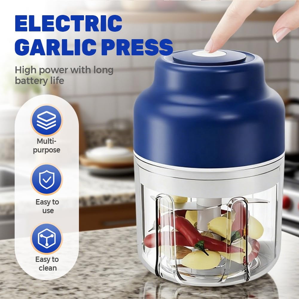 2026 Upgrade Electric Garlic Chopper, Mini Portable USB Charging Food Processor & Vegetable Chopper, Veggie Grinder for Garlic, Onion, Nuts, Herbs