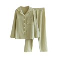 thumbnail image 2 of SDNall Womens Long-sleeved Trousers Pajamas Womens Pocket Style Solid Color Home Wear Two-piece Set, 2 of 9