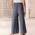 thumbnail image 3 of Wycnly Palazzo Pants for Women Linen Long Pants for Women Casual Solid Drawstring Elastic Waist Plus Size Wide Leg Palazzo Pants Cotton Linen Comfy Trousers with Pocket Under $5, 3 of 6