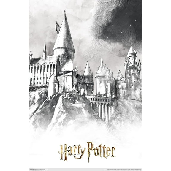 The Wizarding World: Harry Potter - Illustrated Hogwarts Wall Poster, 22.375" x 34"