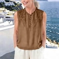 thumbnail image 2 of Embroidered Tops for Women Summer Casual Sleeveless V Neck Tank Top Lightweight Button up Loose Fit Blouse for Daily Wear, 2 of 6