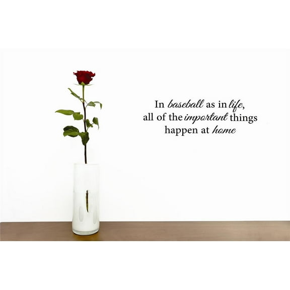 Decal Wall Sticker In Baseball As In Life, All Of The Important Things Happen At Home Quote Home Decor Picture Art 12 x 30 Inches