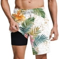 thumbnail image 3 of Xcmzpl Men's Swim Trunks with Liner 2 in 1 Hawaiian Tropical Print Bathing Suits Bottoms Swimsuits Beach Shorts with Pockets, 3 of 10
