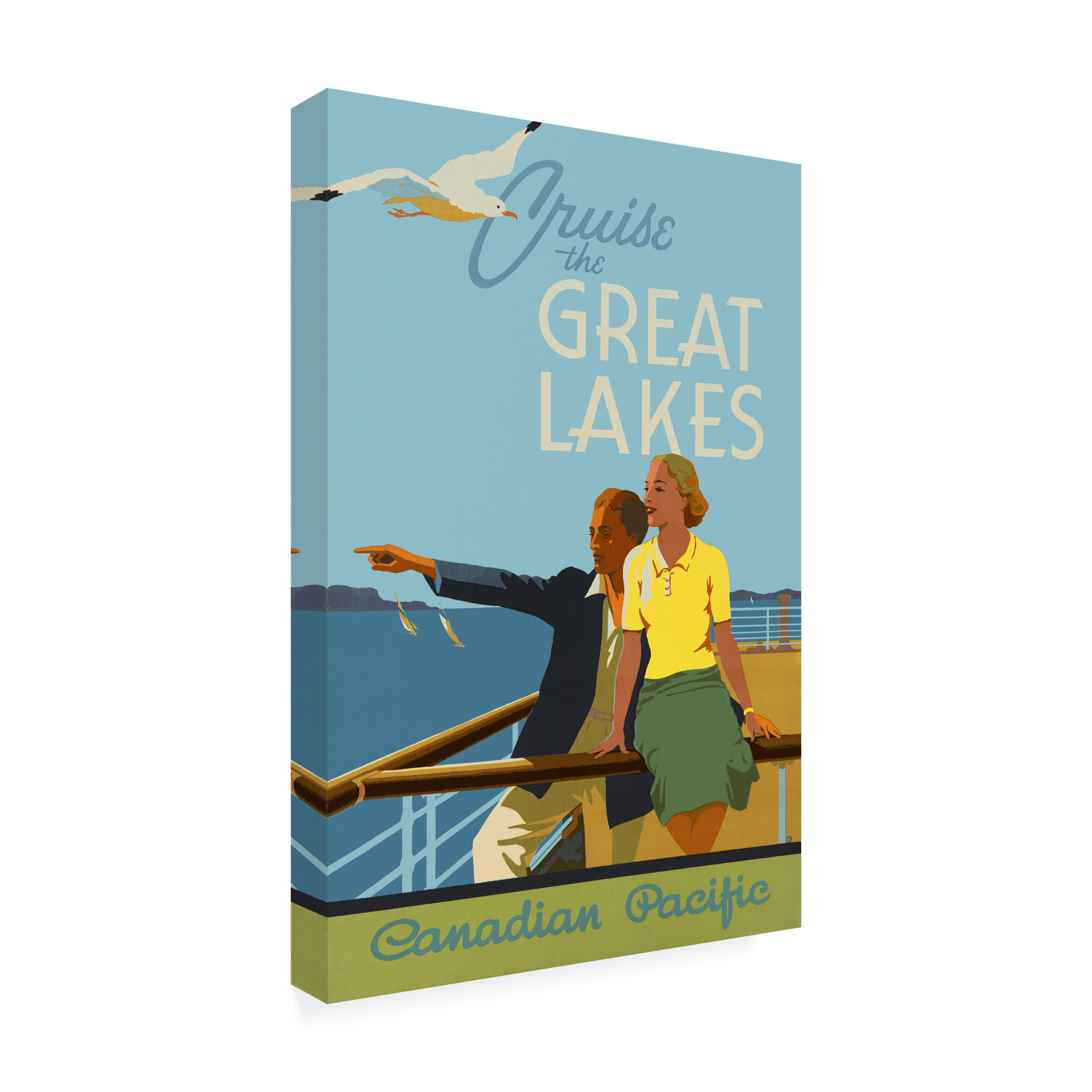 Trademark Fine Art Print Collection Couple Cruise the Great Lakes Canadian Pacific Canvas Wall Art - 30x47