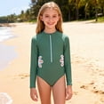thumbnail image 2 of OGLCCG Girl's One Piece Rash Guard Long Sleeve Swimsuits Zipper Surfing Bathing Suits UPF 50+/Sun Protection Hawaiian Swimwear 6-15 Years, 2 of 4