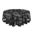thumbnail image 5 of Black Paisley and Floral Pattern Round Tablecloth 60"x60",Wrinkle Wipeable Table Cloth for Kitchen Dining Room Picnic Patio Party, 5 of 6