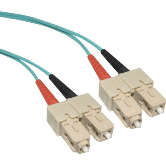 Aqua Blue 10 Gbit Fiber Optic Cable, 2 Meter (6.6 feet) SC to SC Subscriber Connector Duplex 50/125 OM3 Multi-Mode Fiber Optic SC/SC Optical Connection Cable, CableWholesale