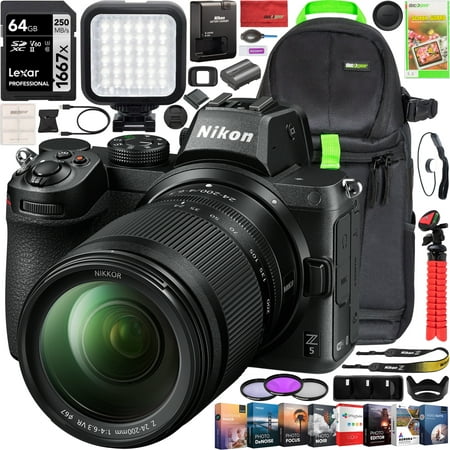Nikon Z5 Mirrorless Full Frame Camera Body with 24-200mm F/4-6.3 VR Lens Kit FX-Format 4K UHD