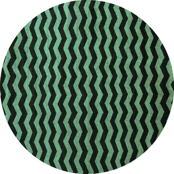 Ahgly Company Indoor Round Abstract Turquoise Blue Modern Area Rugs, 7' Round