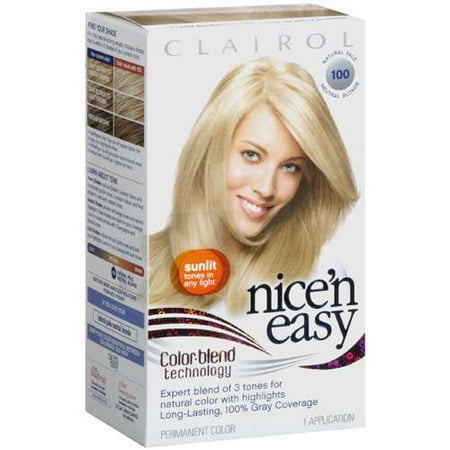Clairol Nice'N Easy 100 Natural Pale Neutral Blonde Permanent Hair Dye