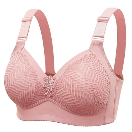 Akiihool Women s Bras Women s Lace Bra Underwire Balconette Unlined Demi Sheer Plus Size (Pink 44/100)