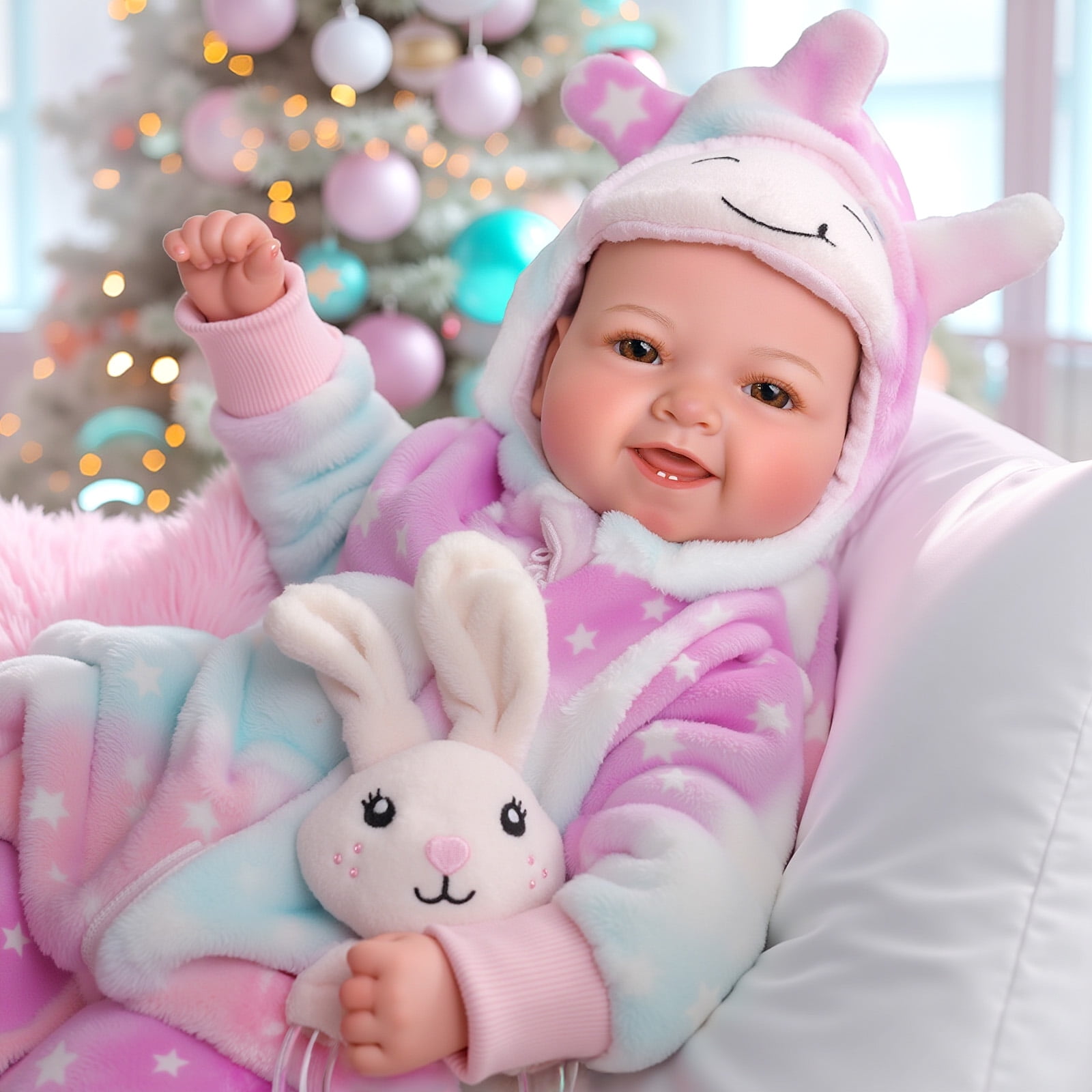 RSG  17-Inch Soft Cloth Body Realistic Baby Doll Newborn baby Girk with Accessories Gift Box for Kids 3+