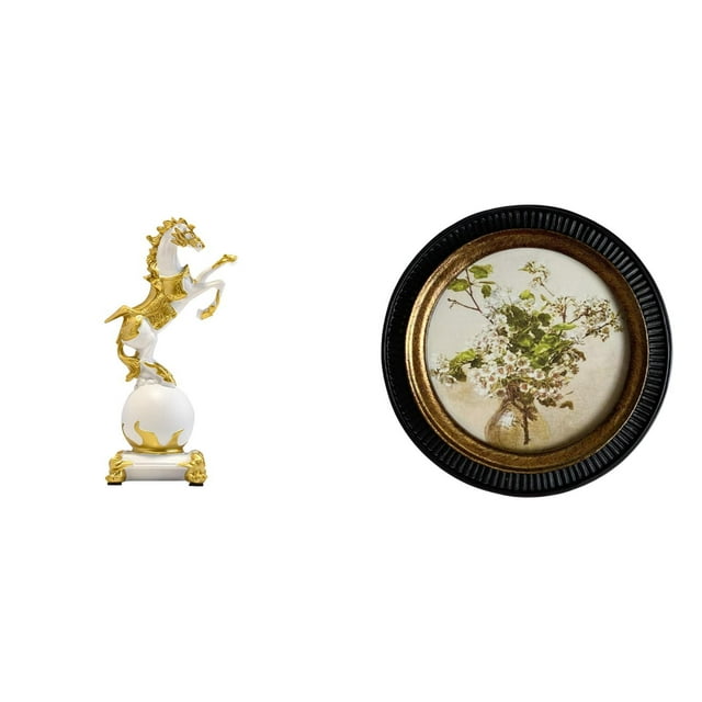 Figura de escritorio,Estantería con estatua de caballo para escritorio,oficina y decoración del hogar.,Figura decorativa de escritorio de resina para decoración del hogar,Marco de fotos