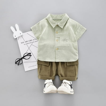 

Promotion!Summer Baby Boys Clothes Set Short Sleeve Cartoon Print Tops Blouse Shirt+Shorts Children Casual Outfits Sets