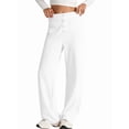 thumbnail image 2 of Womens High Waist Button Stretchy Pants Straight Leg Office Dress Pant Casual Trousers with Pocket White 5XL, 2 of 7