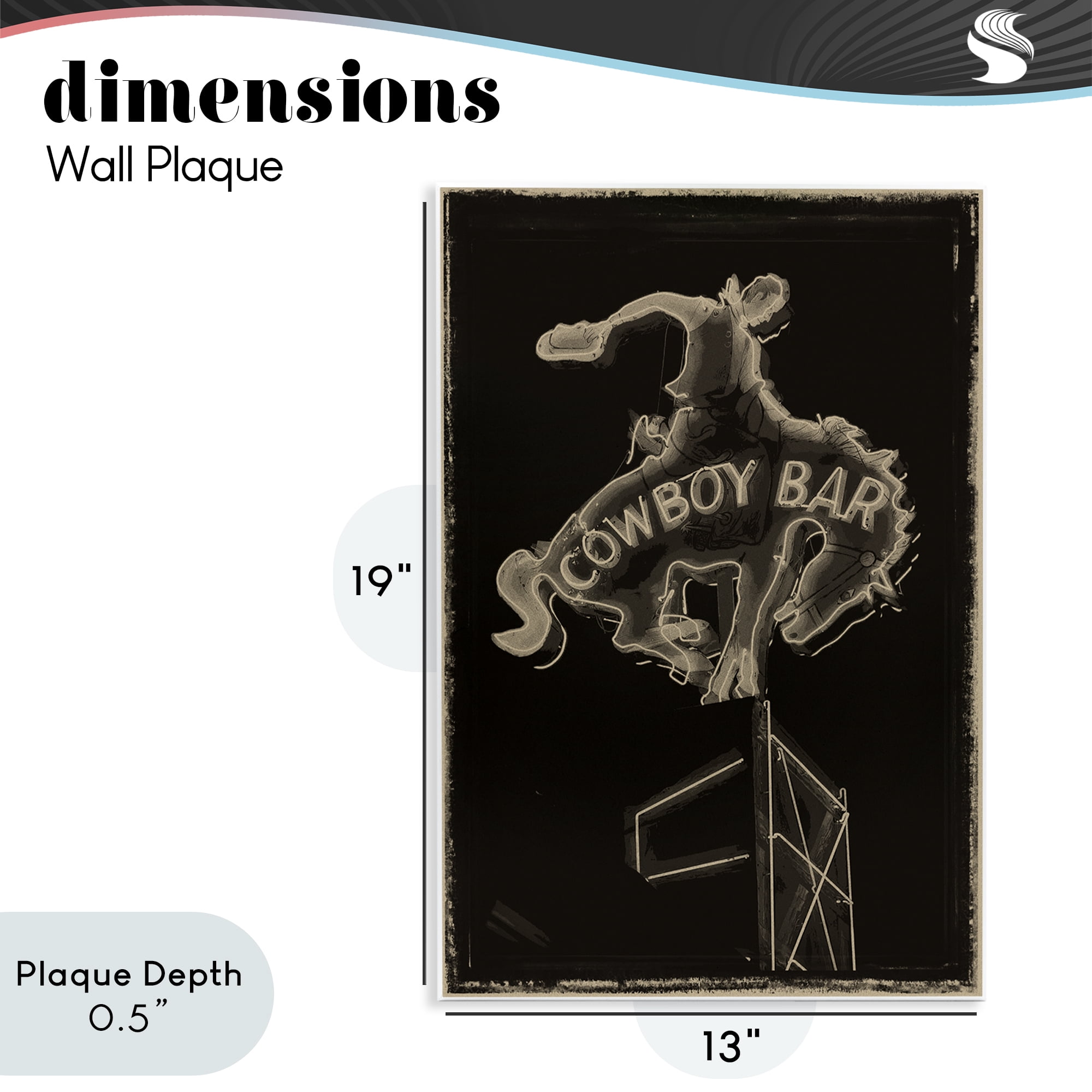 Stupell Industries Cowboy Bar on Black Wall Plaque Art, design by Grotto Studios