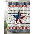 thumbnail image 2 of 4th of July Shower Curtain, Patriotic Farmhouse Barn Star Bathroom Decor Curtains Set with Hooks, Red Striped Waterproof Fabric Home Accessories， 66 X 72 Inch Long, 2 of 6