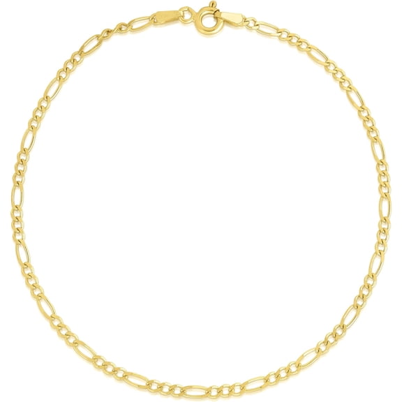 Floreo 14k Yellow Gold 2mm Solid Figaro Chain Bracelet