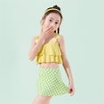 thumbnail image 5 of Mercatoo Girls Swimsuits 2Pcs Ruffles Bathing Suits Summer Plaid Printing Skirt Toddler Beach Surf Tankini Swimwear Set, 5 of 5