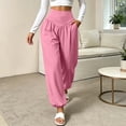 thumbnail image 4 of yeiolnoer Yoga Pants for Women Loose Fit Wide Leg Trousers Stretchy High Waisted Pants for Athletic Workout(Pink,Large), 4 of 7