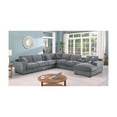 thumbnail image 3 of Celine Light Gray Chenille Sectional Rt-Facing Chaise Cupholders Charging Ports, 3 of 6