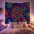 thumbnail image 2 of Vibrant Psychedelic Mandala on Navy Background Energetic Psychedelic for Boho Decor Lovers Mandala Art Decor Housewarming Gift Tapestry Wall Hanging for Bedroom and Living Room, 2 of 7