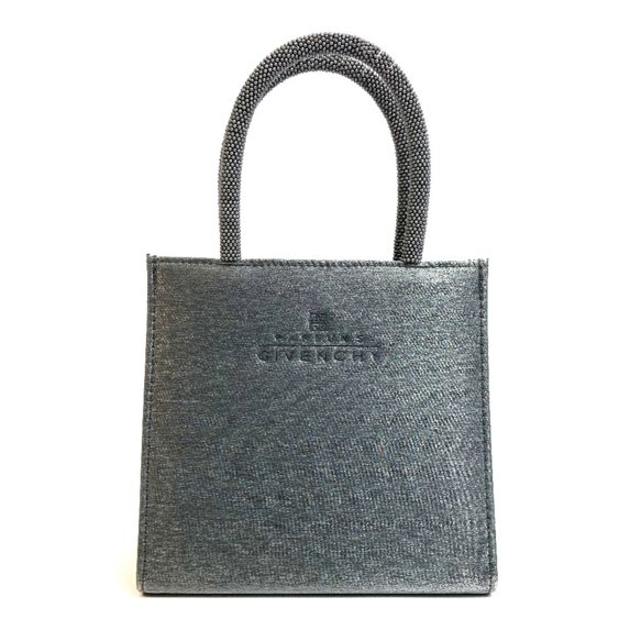 Pre-Owned GIVENCHY Logo Mini Tote Bag, Handbag, Nylon, Women's, Gray (Good)