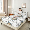 thumbnail image 4 of Homewish White Aztec Queen Sheet Sets 4-Piece, Bohemian Geometric Flat Sheet, Rustic Lodge Cabin Farmhouse Queen Fitted Sheet, Breathable Home Decor, 4 of 7