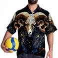 thumbnail image 4 of Aries Constellation Men's Short Sleeve Beach Button Down Casual Printed Summer Shirts - Unisex, 4 of 6