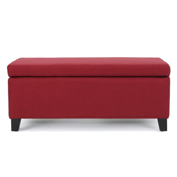 Mataeo Contemporary Fabric Upholstered Storage Ottoman, Deep Red