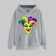 thumbnail image 2 of VBTAPA Womens Mardi Gras Hoodie Carnival Mask Print Long Sleeve Drawstring Hooded Sweatshirt Trendy Casual Pullover Hoodies Gifts for Teen Girls Gray S, 2 of 6