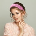 thumbnail image 4 of Diadema esponjosa y suave de Bargains Únicos en color sólido para mujeres, bandas de pelo de perlas falsas, diadema suave y esponjosa en rosa, 4 of 7