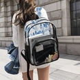 thumbnail image 6 of PVC Transparent Backpack Stylish & Durable Clear Backpack Perfect for School, Travel and Outings Blue Watercolor Floral Leaves, 6 of 7