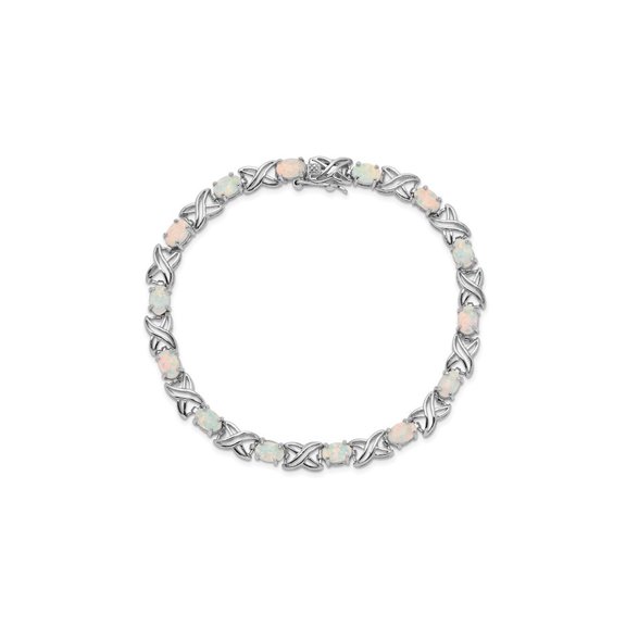 Gem & Harmony Lab Created Opal XO Bracelet in Sterling Silver (8.50 inches) for Women